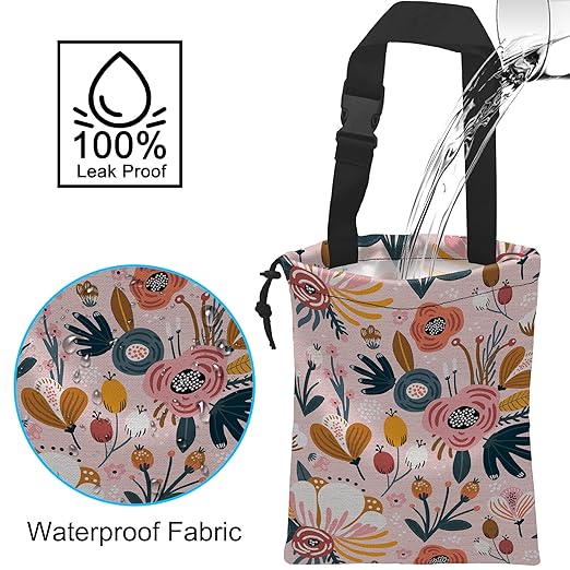 ghatobty Car Trash Bag Creative Floral Car Garbage Bag Hanging Car Trash Can for Back Seat with Drawstring, Waterproof Garbage Bags for Car Accessories Vehicle Travelling Camping Outdoor
