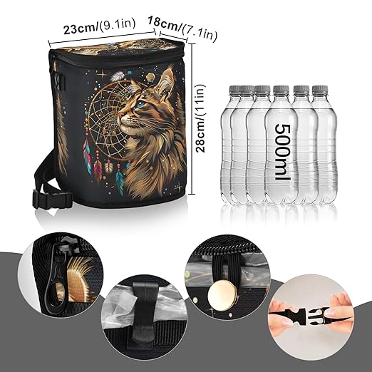 MNSRUU Car Trash Can with Lid, Cute Cat Dream Catcher Car Trash Bag Hanging Organizers and Storage for Front Back Seat, Leak-Proof Trash Bin