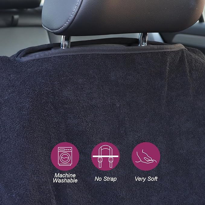 LoyaGour Car Seat Towel Covers Front Seats Protector for Gym and Workout, Automotive Washable Driver Cars Seat Sweat Cover for Dog, Compatible with Tesla Model Y Juniper/3/X/S (Fleece Black, 1Pcs)