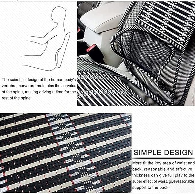Ergonomic Bamboo Car Seat Pad,Car Seat Office Chair Bamboo Chip Cover Cushion with Wire Mesh Lumbar Back Support,Cushion for car seat Driver for Comfort (1 PCS)