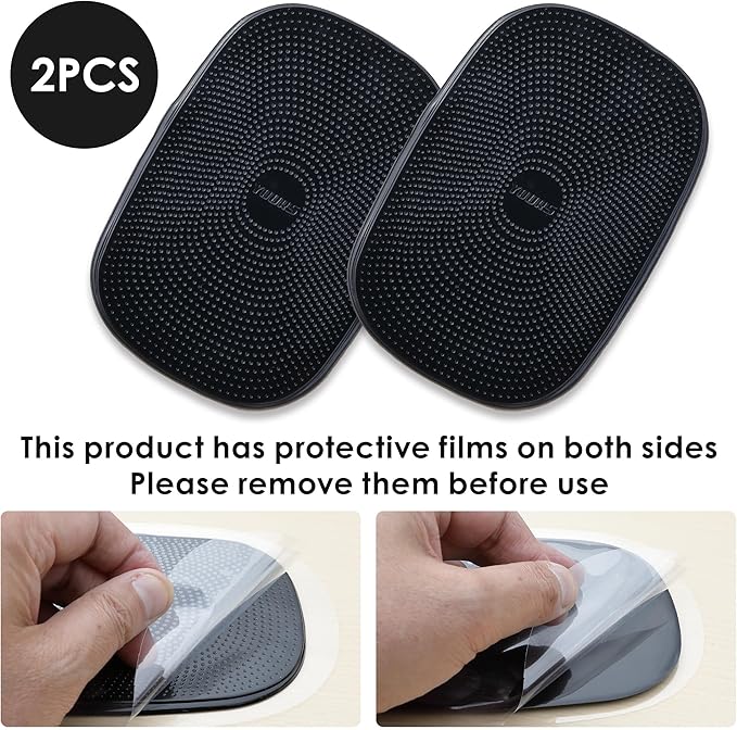 Car Dashboard Non Slip Mat Phone Holders For Your Car, Anti-slip Mat For Dashboard, Air Freshener, Mirror, Sunglasses, Keychain, Coin Holder | Car Accessories | Black | 2PCS - Japan Import