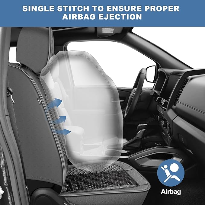 Ahsrnl Seat Covers Fit for Subaru Ascent 2019-2025 2026 Cooling Ice Silk Faux Leather Seat Covers Breathable Seat Cushion Protector（2 Front Seats/Black&Gray