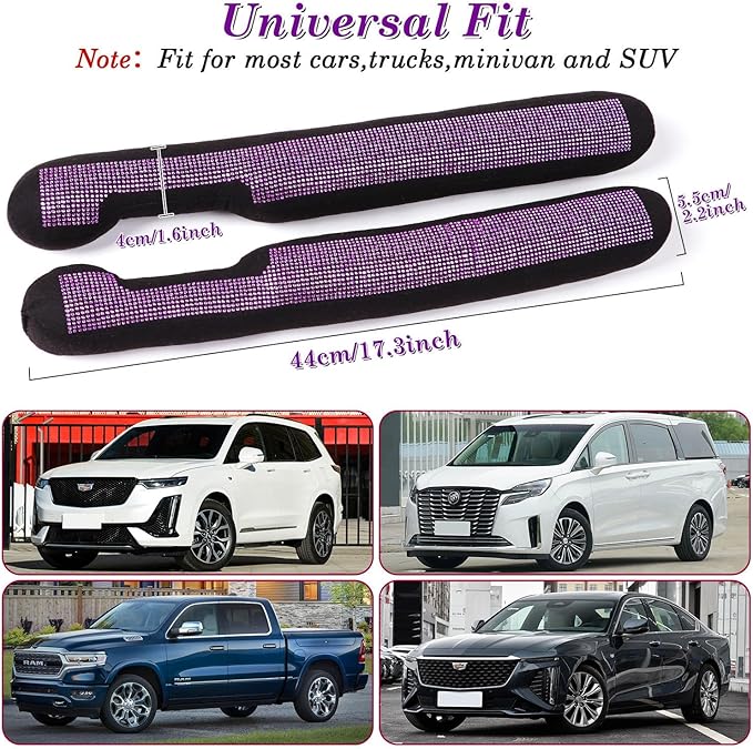 ToBeQueen Purple Car Seat Gap Filler, Handmade Crystal Diamond Rhinestone Purple Bling Car Accessories for Women, Universal Fit for Car SUV Truck(Purple)