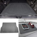 TLH Premium Trimmable Gray Cargo Mat Car Trunk Liner Universal Fit Set w/Black Dash Pad, Trimmable Automotive Floor Mats, Climaproof™ Floor Mats for Most Sedan, Cars, SUV, Truck Floor Mats.