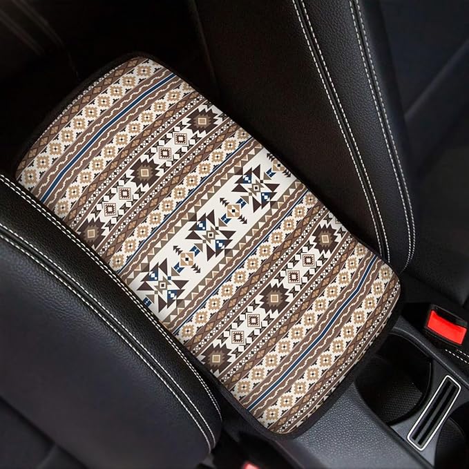 Fashion Aztec Armrest Cover Car Easy to Install Car Center Console Cushion Pad Universal Cars Interior Accessories Cars Arm Rest Cover Fashion Auto Interior