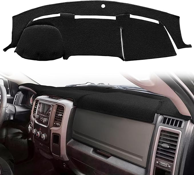 Yiz Dash Cover Mat Custom Fit for Dodge Ram 1500 2009-2018, Ram 1500 Classic 2019-2024,Ram 2500 3500 2010-2018, Ram 4500 5500 2011-2018 Dashboard Cover Pad Carpet Protector(11-18 Black) J17