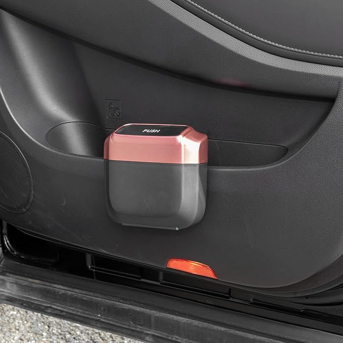 Car Trash Can Hanging 6.3" Length 2.4" Width 5.9" Height Trash Bin Plastic Rose Red 1 Set