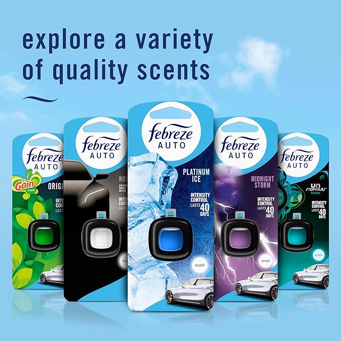 Febreze Car Air Freshener Vent Clip Old Spice Fiji Scent, .07 oz. Car Vent Clip, Pack of 4