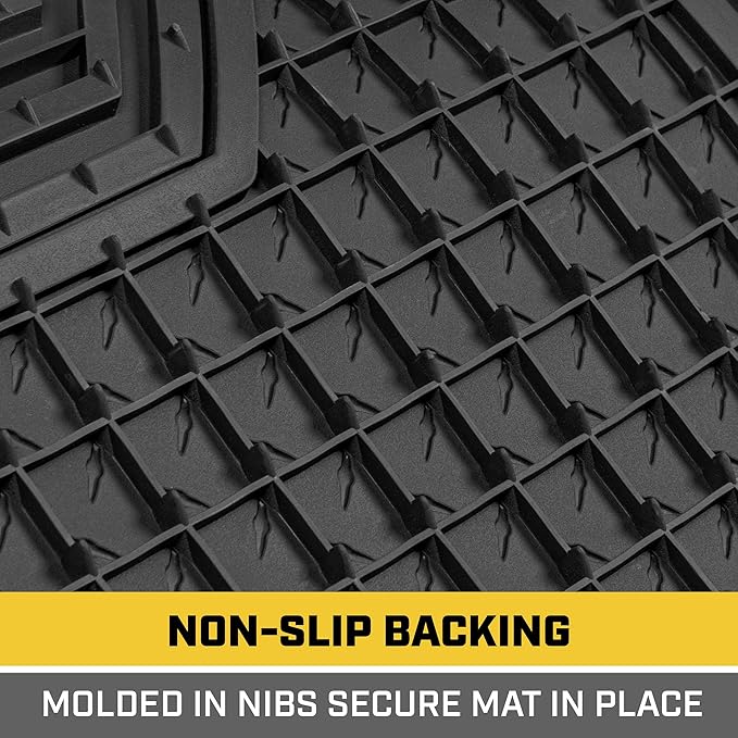 Cat® DiamondShield™ Rubber Floor Mats for Cars Trucks SUV, All Weather Protection, Front and Rear Car Mats with Heel Pad & Anti-Slip Backing, Universal Trim-to-Fit Rubber Floor Mats for Car, Red