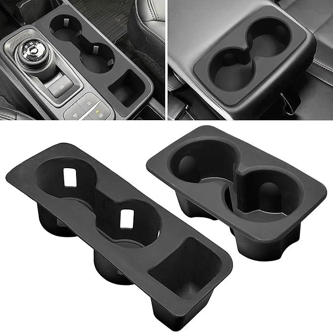 2PCS Cup Holder Inserts for Ford Maverick 2025 2024-2022 Center Console Cup Holder Front Console & Rear Armrest Silicone Drink Holder Organizer Waterproof Non-Slip for Maverick Hybrid XLT