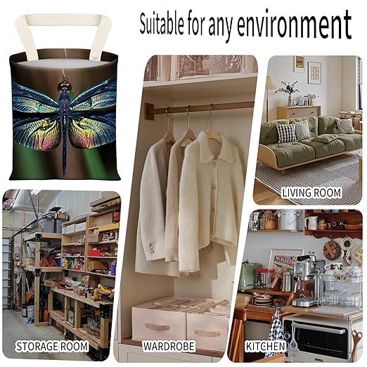 ADQWIOVL Car Garbage Can, Seat Back Hanging Cute Car Trash Can Bag, Car Organizer and Storage Bag for Travelling, Outdoor Cute Dragonfly