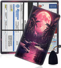 Car Document Holder with Magnetic Shut, Car Registration and Insurance Card Holder, Vehicle Glove Box Organizer Documents, Driver License, Auto Paperwork Organizer Wallet, Under Pink Moonlight Pattern