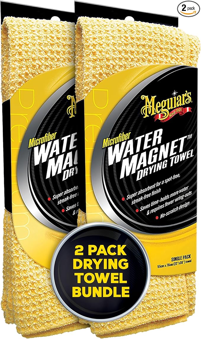 Meguiar's Microfiber Towel, Water Magnet, 2 Pack | Car Drying | Super Absorbent | Scratch-Free
