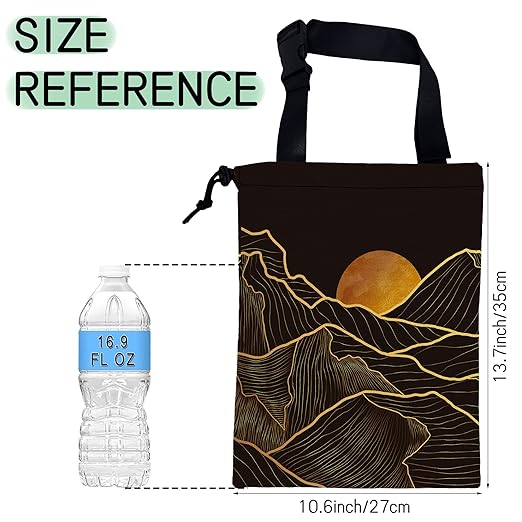 NHNXHWIA Gold Mountains Car Trash Bag,Hanging Drawstring Car Garbage Bag,Waterproof Canvas Car Back Seat Organizer with Adjustable Buckle,for Vehicles,SUVs,Camping,Road Trips
