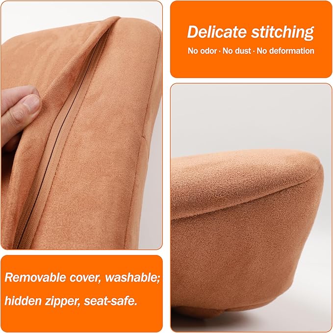 POKSRI Lumbar Support Pillow,Back Pain Relief Cushion,fits tightly around the waist,Memory Foam,Skin-friendly Suede Fabric,fit Car Drive,Office chair,Rest seat,Improve Posture,Portable,15.5''Lx 8.7''H