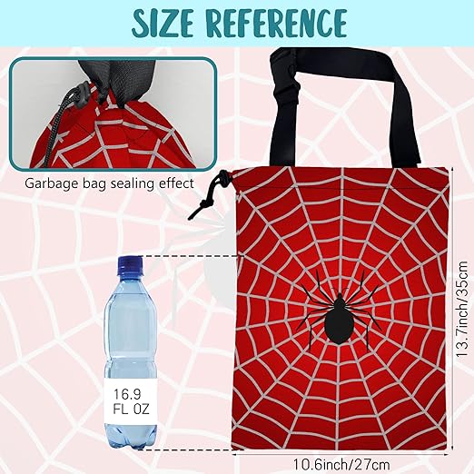 KXWQTRDD Car Garbage Bag Spider on Spider Web Drawstring Car Trash Bag Hanging for Back Seat with Adjustable Buckle Canvas Vehicle Trash Can Easy-to-Install