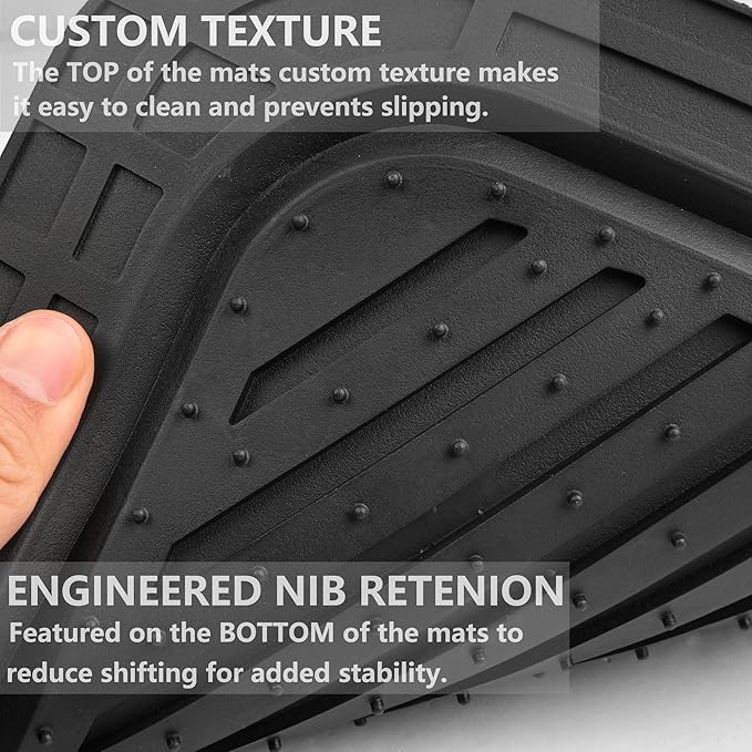 CAR PASS Heavy Duty Rubber Floor Mats 4-Piece Bling Car Mats Full Set - Universal Waterproof Floor Mats for SUV Truck, Durable All Weather Car Mats, Automotive Mats for Women Glitter Silver
