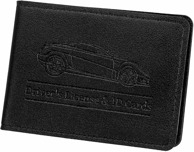 HARFINGTON Car Registration and Insurance Holder PU Leather Vehicle Glove Box Organizer Storage Accessories Car ID Holder with 6 Pockets for License ID Card Bank Card Documents, Black