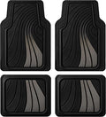 Road Comforts Car Floor Mats Full Set – Front & Rear Car Floor Mats with Aluminum Design, Anti-Slip Backing, All-Weather Protection, Trim-to-Fit Car Mats for Most Sedans, SUVs & Vans - Grey