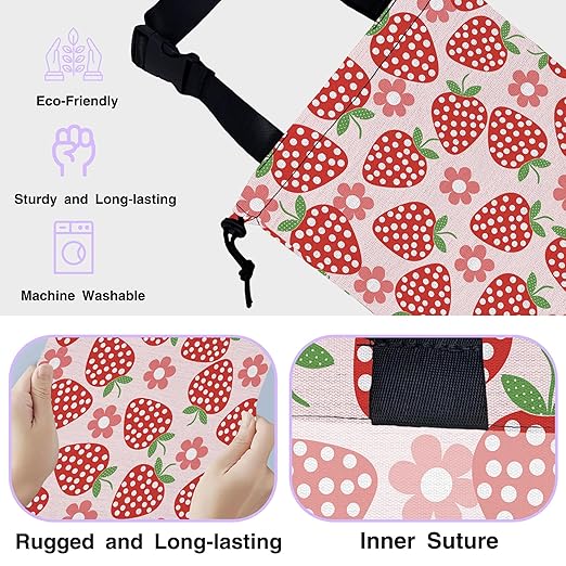 UUCBTAH Car Trash Bag Flowers and Strawberries Car Garbage Bag Waterproof Car Trash Can for Back Seat with Adjustable Straps and Drawstring, Foldable Car Trash Bin for Car Accessories