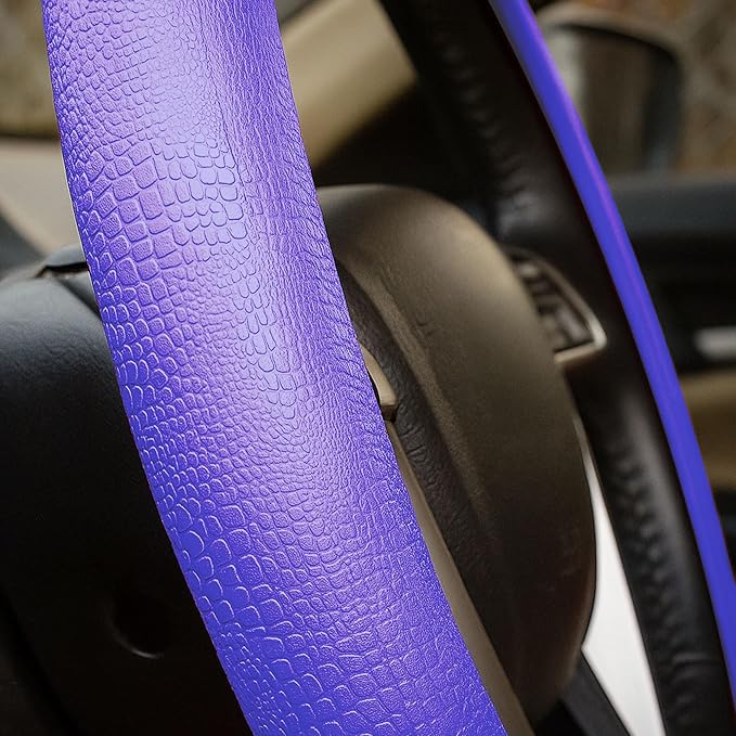 FH Group Universal Fit Silicone Snake Pattern with Massaging Grip Steering Wheel Cover fits most Cars, SUVs, Trucks, and Vans Purple