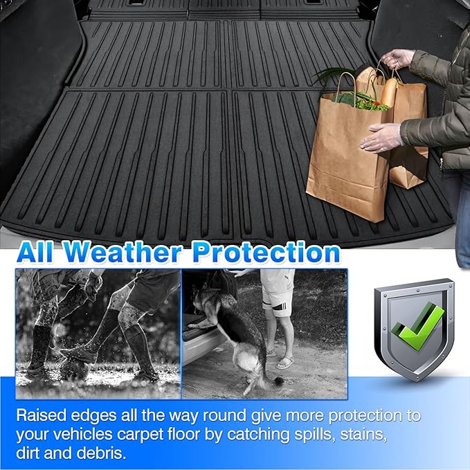 Model Y Floor Mats - Cargo Liner Fits for Tesla Model Y Juniper 2025 2026 (5-Seat), Full Set All Weather Floor Mats for Model Y Juniper Accessories, Heavy Duty Rubber Car Mats, Car Accessories