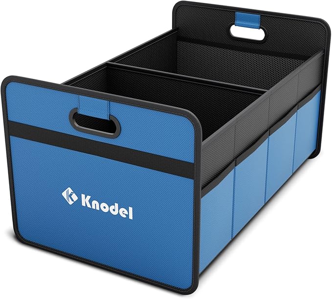 K KNODEL Car Trunk Organizer, Foldable Organizer for Car, Automotive Consoles & Organizers, Storage with Reinforced Handles (Medium, Blue)