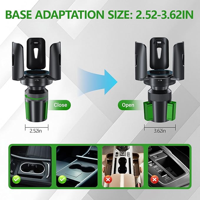 Intelligent Car Cup Holder Expander, Automatic Adjustable, Fits 2.76-4.82in for Coffee Mugs & Large Water Bottles & Travel Tumbler，Auto Cup Holder with Adjustable Insert Accessories