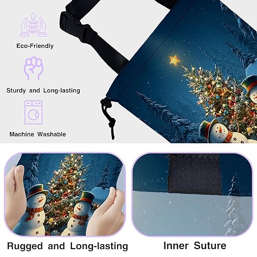 UUCBTAH Car Trash Bag Hanging Merry Xmas Car Trash Can for Back Seat Waterproof Car Trash Bin with Adjustable Straps and Drawstring for Car Accessories Vehicle Travelling Camping