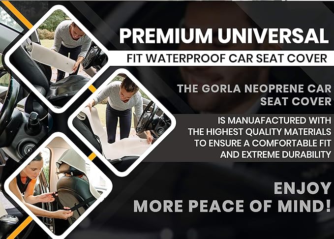 Gorla Gear Camo Premium Universal Fit Waterproof Stain Resistant Car Seat Cover Neoprene Non-Slip Bucket Seat Hunting Dog & Sweat Proof Protector Save Your Leather Cloth Seats Auto Van Truck SUV Sedan