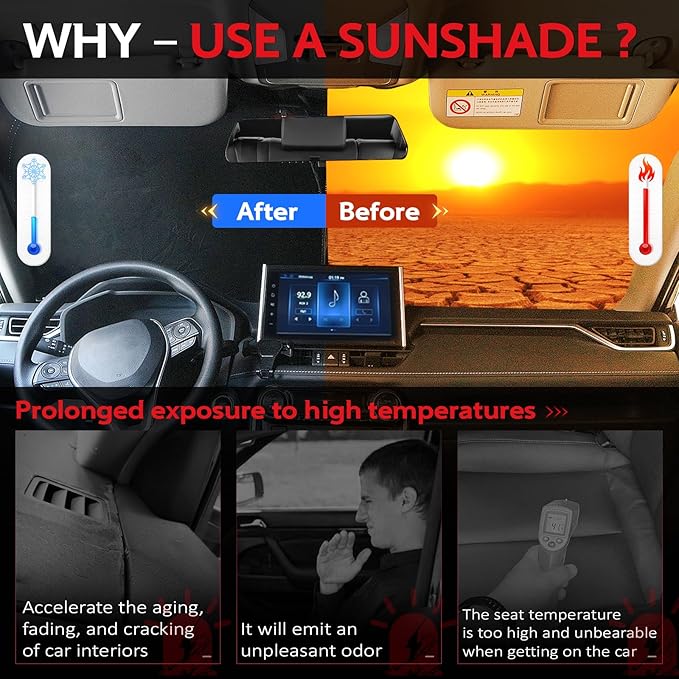 KAYZT Windshield Sun Shade for 2019-2025 2026 Hyun-dai Santa Fe Foldable Sunshade Front Window Custom Fit Car Accessories