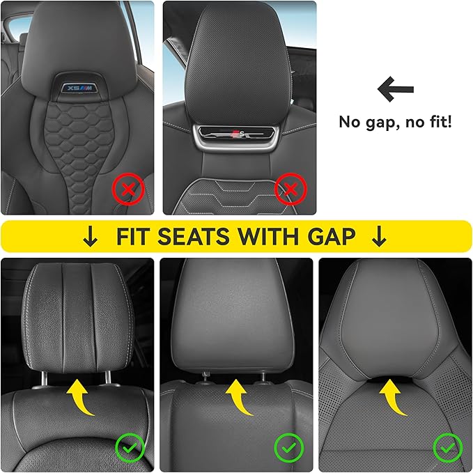 2Ps car headrest Pillow, car Neck Pillow for Driving, 11.8x7.5 inches Head Rest Pillow for car,Fits Most car Models, Suede Fabric with Polyester Fiber Filling(Gray)