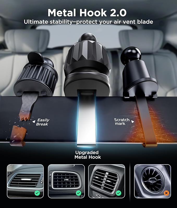 GolbinBox for Magsafe Car Mount, [17*N55 Strong Magnets] 2-in-1 Magnetic Car Phone Holder for Air Vent or Dashboard, 360° Rotation Car Accessories for Women Men for iPhone 17 16 15 14 Pro Max Samsung
