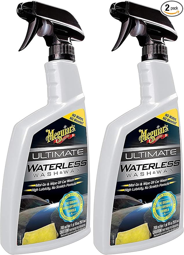 Meguiar's Ultimate Waterless Wash & Wax - High-Efficiency Car Care Solution for Shine and Protection, Ideal for Water-Free Car Cleaning and Quick Detailing, Perfect for Car Care Enthusiasts