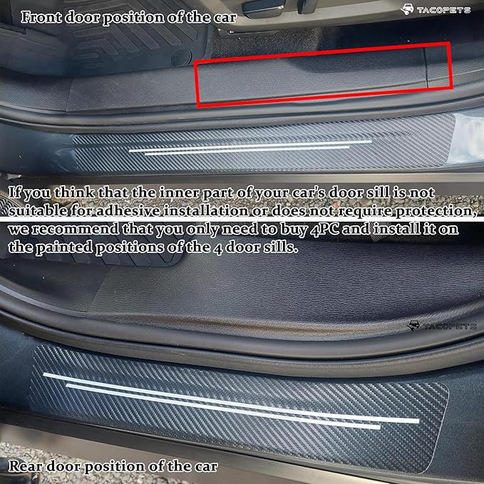 TACOPETS Door sill Protector, Door sill Scratch Protection (for All car Models) Door sill Protector（4PC）