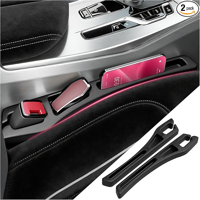 2PCS New Car Seat Gap Filler Organizer with Cell Phone Holder,Versatile Car Side Seat Gap Filler for Filling Gaps & Storing Items,2 in 1 Cars Gaps Seats Fillers