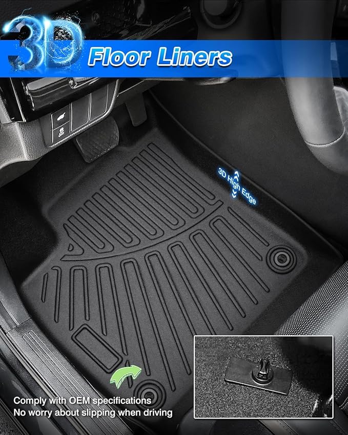 Cartist Floor Mats Fit for 2014-2018 Chevy Silverado & GMC Sierra 1500 Crew Cab;2015-2019 Silverado/Sierra 2500HD/3500 HD (Only fit Crew Cab),All Weather TPE Custom Fit Silverado Accessories