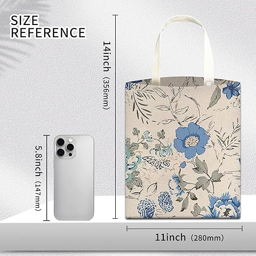AUEKLLW Car Trash Can, Hanging Garbage Bin for Men and Women, Cute Car Organizer and Storage Bag, Canvas Vehicle Trash Can Bag Easy-to-Install Boho Blue Floral