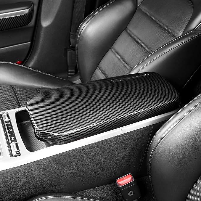 Carbon Fiber Style ABS Car Central Console Armrest Cover Armrest Cushion Cover Center Console Box Pad Compatible with Kia Stinger 2017-2024 Accessories