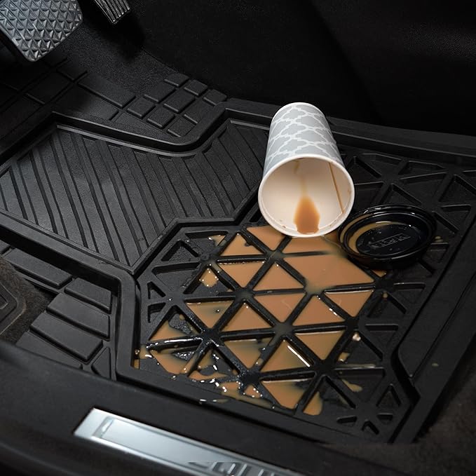 Dickies 3-Piece Black Adjustable-Runner Truck Floor Mats, Heavy-Duty Mats for Trucks — Black