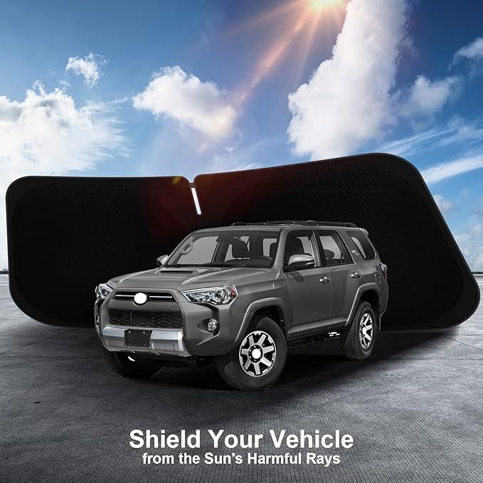 SHINEHOME Car Windshield Sun Shade Compatible with 2010-2025 2026 Toyota 4Runner 4-Runner 5th Gen SUV, SR5 Trail Limited Accessories Foldable Front Sunshade Protector Blocks UV Rays Keep Car Cooler