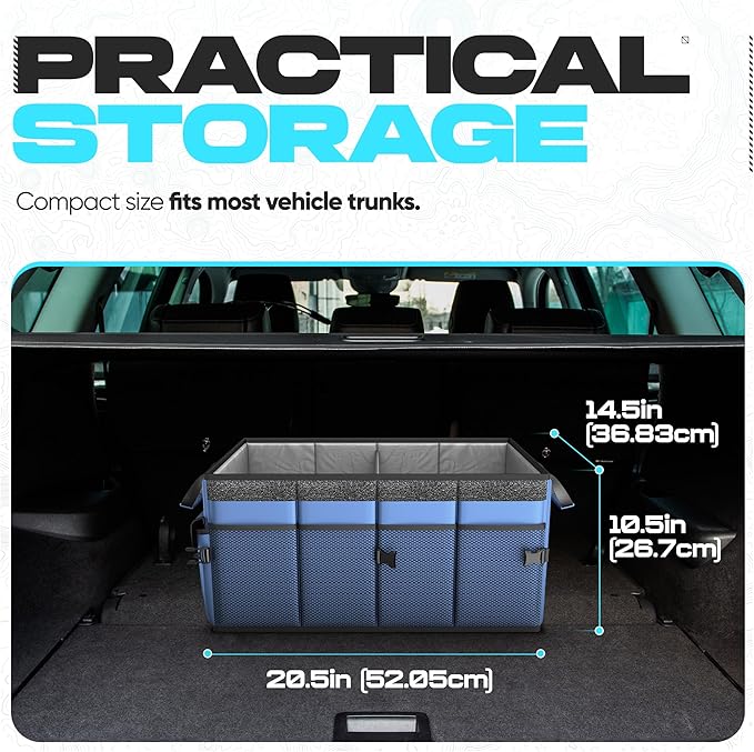 FORTEM Trunk Organizer For SUV Car Trunk Organizer, Foldable Storage, Car Accessories for Women Men, Collapsible Bag, Perfect Christmas Gifts, 600D Oxford, Non Slip Bottom, Straps, Soft Cover (50L)