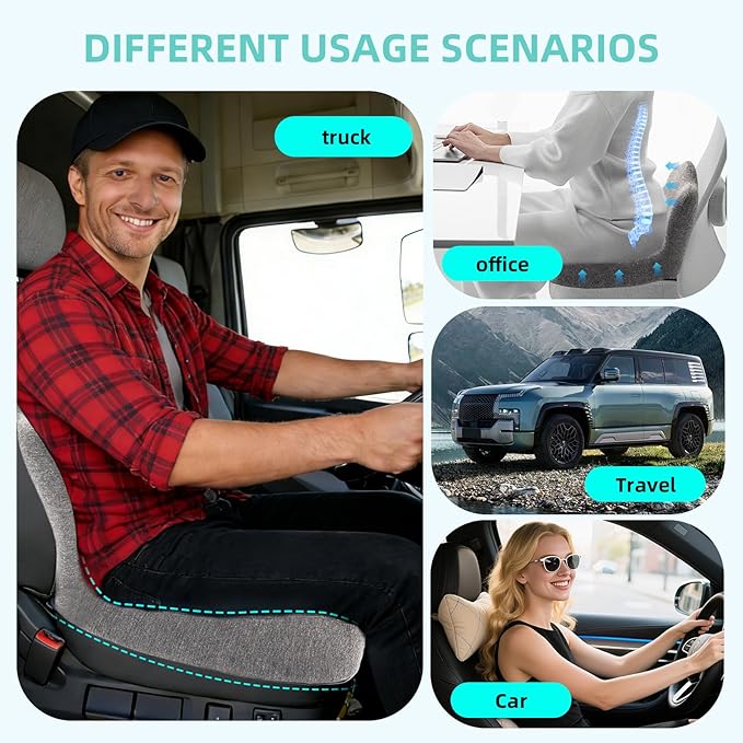 Seat Cushion, Memory Foam Truck Seat Cushion, L-Shaped Ergonomic Design Chair Cushion with Lumbar Support for Back Pressure Relief, for Long Sitting Office Worker