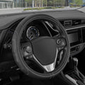 Motor Trend GripDrive Faux Black Leather Steering Wheel Cover for Car Truck Van SUV, Small 14 inch Size, Gray Accent Stitched Car Steering Wheel Cover Vehicle & Auto Accessories