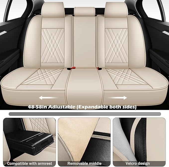 JGDL Car Seat Covers for Subaru Crosstrek 2016-2026, 5 Piece Set Nappa Leather Non-Slip Seat Protectors, Breathable Seat Cover Set. (Deluxe 5 Seats, Beige)
