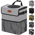 Vankor 3 Gallons Car Trash Can with Lid, Car Trash Bag Bin Hanging Waterproof Automotive Garbage Cans Leak Proof Vehicle Can Grey