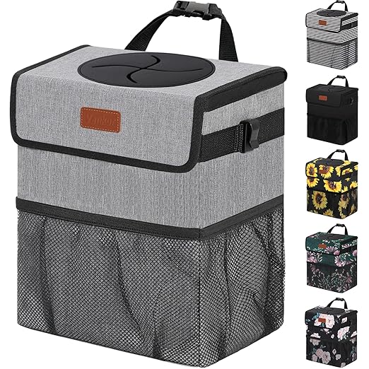 Vankor Car Trash Can Trash Bag Bin Hanging Waterproof Automotive Car Garbage Cans Leak Proof Vehicle Trash Can Grey