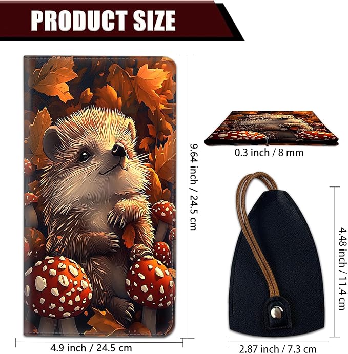 Car Document Holder with Magnetic Shut, Car Registration and Insurance Card Holder, Vehicle Glove Box Organizer Documents, Driver License, Auto Paperwork Organizer Wallet, Hedgehog In Mushroom