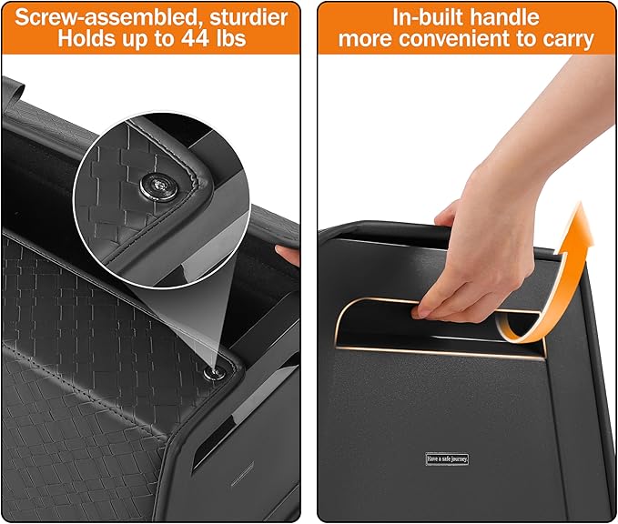 POKSRI Trunk Organizer for suv,car storage organizer,lid Box,PU Leather & PP Honeycomb Board,Fixed with screws extremely sturdy,Collapsible and Adjustable,25.6''L x 13''W x 12.4''H,4K inches³(size C)