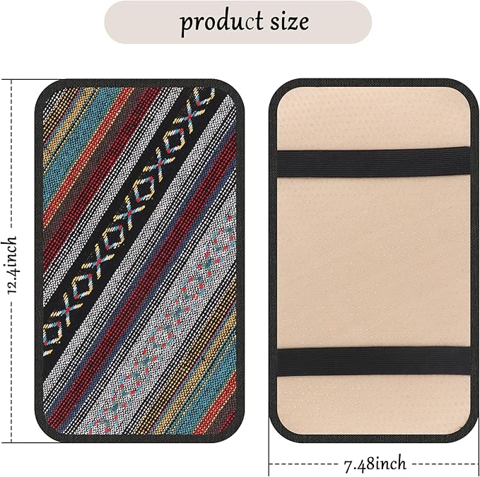 Car Center Console Cover,Boho Car Accessories Car Armrest Box Pad for Comfortable Support,Universal Armrest Cover for Car Truck SUV Center Console,Car Decorations Interior Aesthetic (Armrest cover-A)
